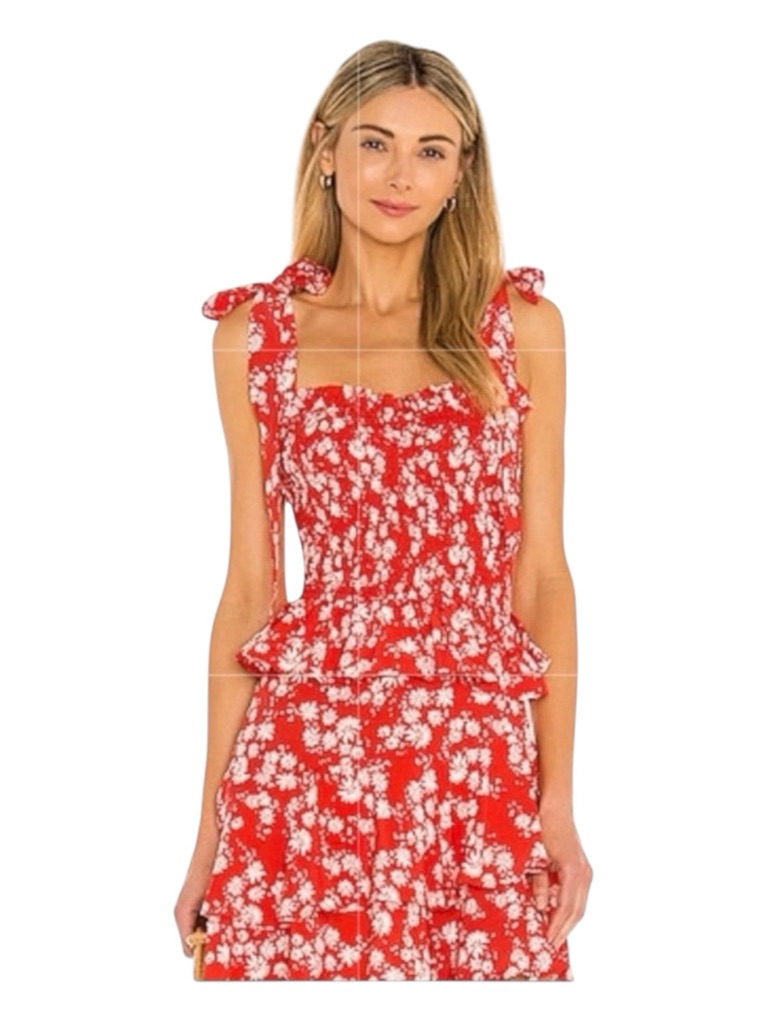 Yumi Kim Moonriver Floral Skirt Set In Red & White, Size L (Both Pieces).